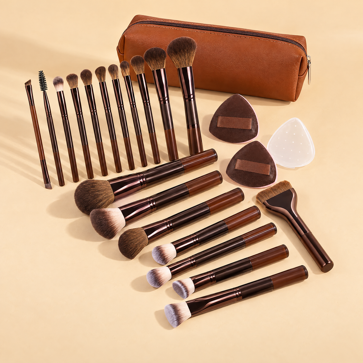 14-Piece Makeup Brush Set with Sponges & Travel Bag
