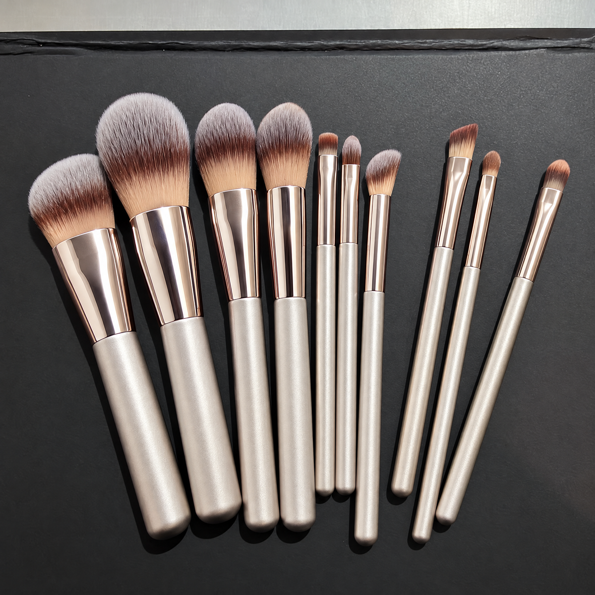 10-Piece Champagne Gold Makeup Brush Set
