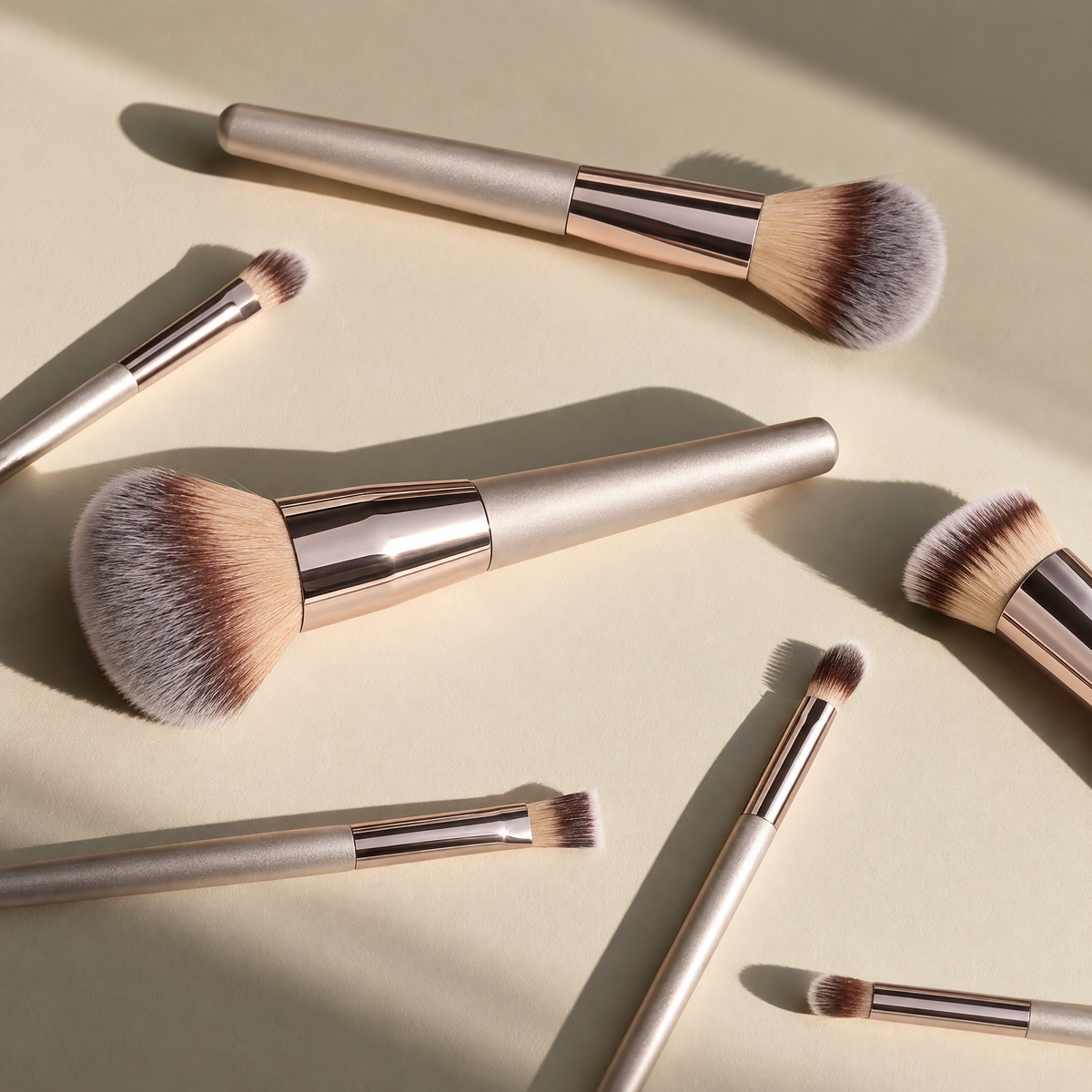 10-Piece Champagne Gold Makeup Brush Set