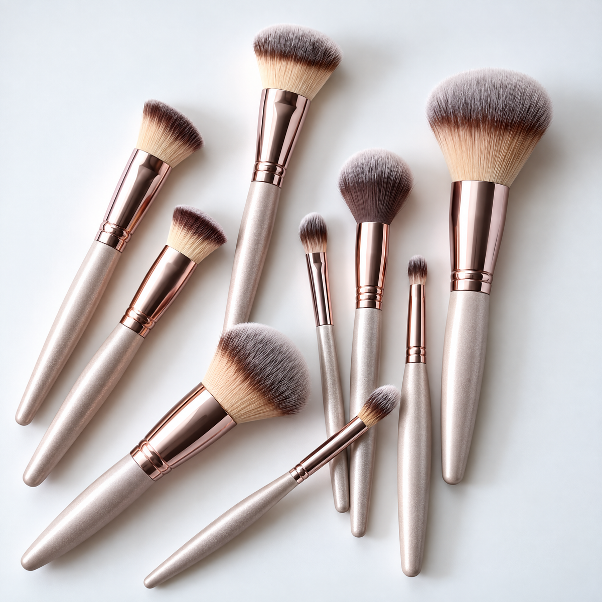 10-Piece Champagne Gold Makeup Brush Set