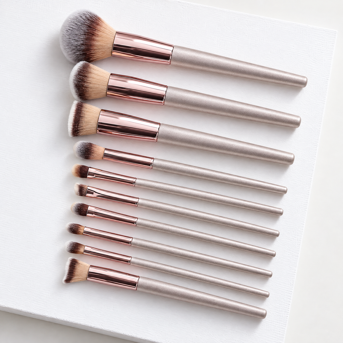 10-Piece Champagne Gold Makeup Brush Set