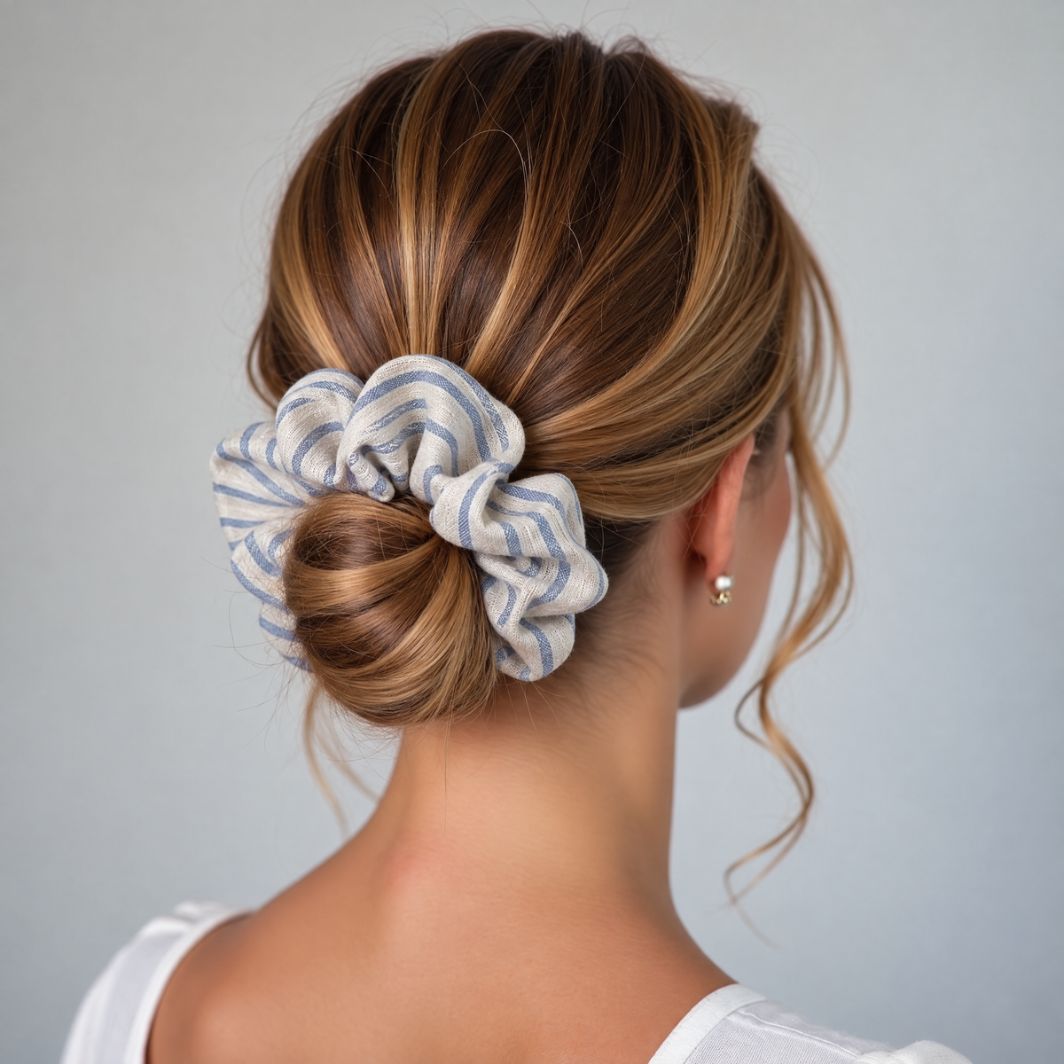 Oversized Striped Hair Scrunchie for Women