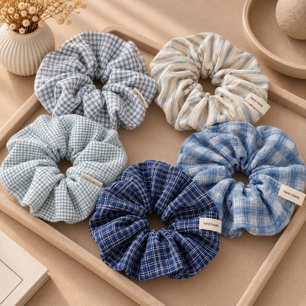 Oversized Striped Hair Scrunchie for Women