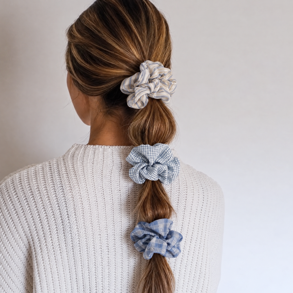 Oversized Striped Hair Scrunchie for Women
